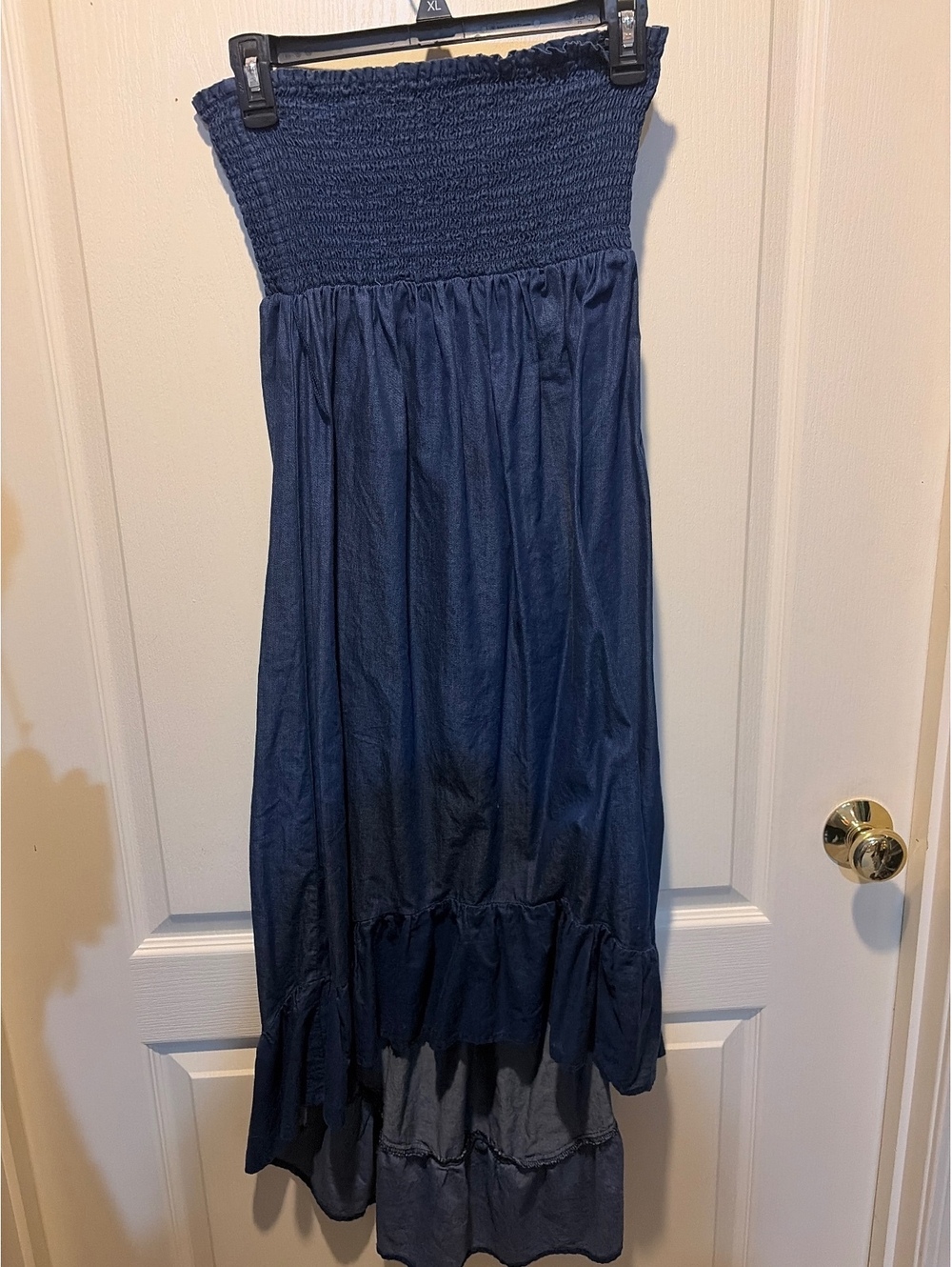 Maurices Strapless Navy Blue Maxi Dress Medium